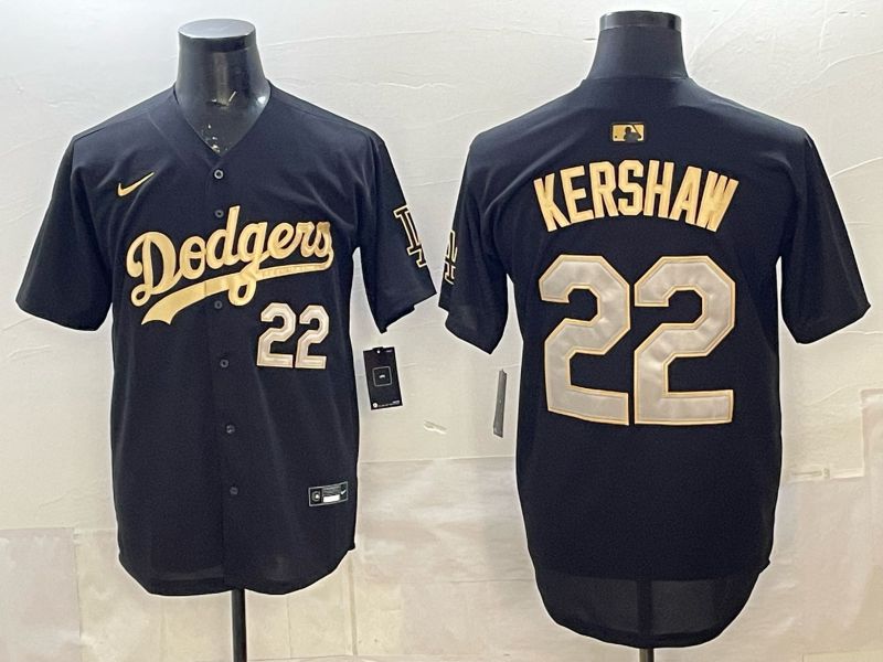 Men Los Angeles Dodgers #22 Kershaw Black Gold Game 2026 Nike MLB Jersey 001->los angeles dodgers->MLB Jersey